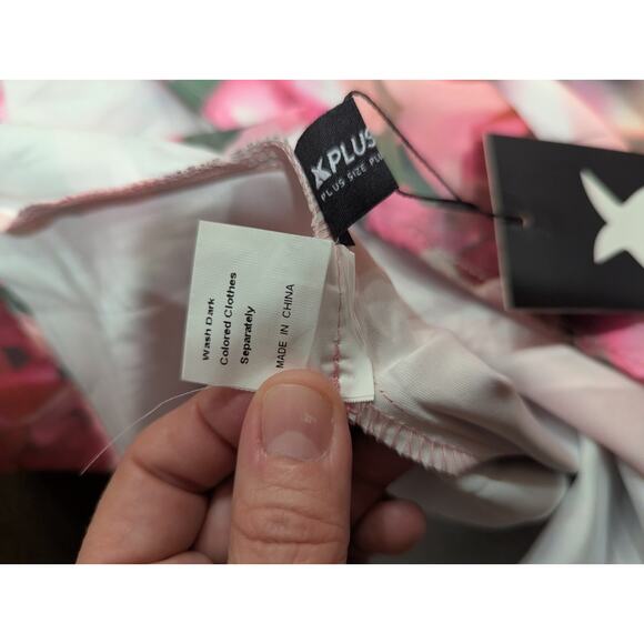 Elegant pink & green one shoulder plus size cocktail dress  by X Plus size XL - Picture 5 of 12